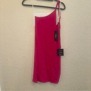 NEW Lulus Medium Hot Pink Solid Casual One Strap Minimalist Cocktail Mini Dress